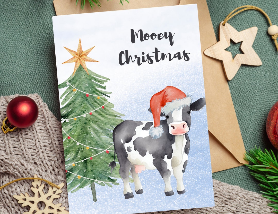 Cow Christmas Cards Farmhouse Christmas Greeting Cards - Etsy