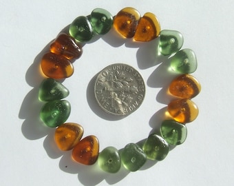 pairs, rainbow colors, fragments, authentic sea glass, with hole, 370