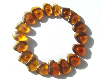 amber, pair fragments, authentic sea glass, with hole, 369