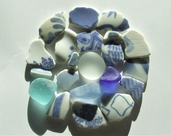 Sammlung von Fragmenten, japanisches Porzellan und Seeglas, authentisch, 0114