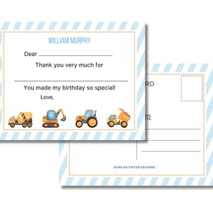Personalisierte Konstruktion Geburtstag Danke Postkarte. Baustelle Motivpostkarte. Benutzerdefinierte Kinder Dankeschön beachten