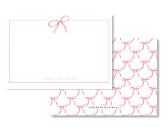 Pink Bow Baby Shower Thank You Cards: Personalized Girl Stationery ...