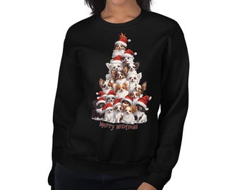 Happy Woofmas Papillon Dog Christmas Sweatshirt | Fun Dog Lover Gift |