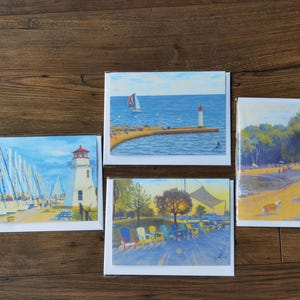 Set mit vier handgefertigten Kunstkarten - Lebendige Bronte, Kanada-Szenen Set 2