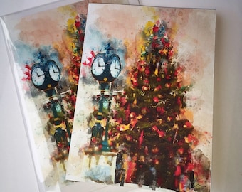 Art Card "Oakville Christmas"  hand made featuring my personal artwork of Bronte.