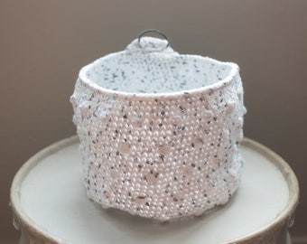 Soft Crocheted Basket in White/Gray