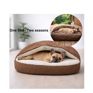 Dog Cave Bed – Calming Hooded Burrow for Anxiety Relief