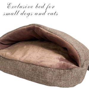 Small dog bed  luxury calming pet cave for cats & puppies  super soft plush dog furniture bed