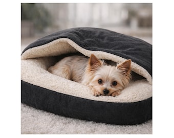 Faux Fur Hooded Pet Bed for Small Pets – Warm Plush Dog Bed