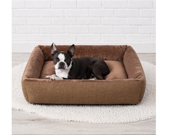Indoor Dog Lounge for Medium Dogs – Soft Plush Bolster Pet Sofa