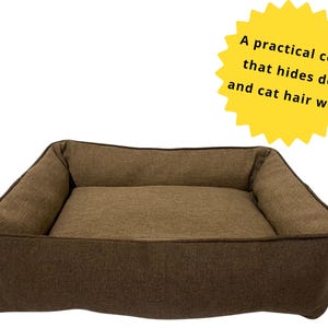 Small dog bed rectangle medium breeds dog furniture beige-brown soft orthopedic dog bed luxury puppy bed cozy cute cat bed dog owner gift