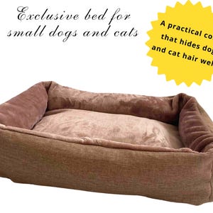 Dog bed plush for small & medium breeds – soft couch-style pet sofa fluffy cat bed dog owner gift
