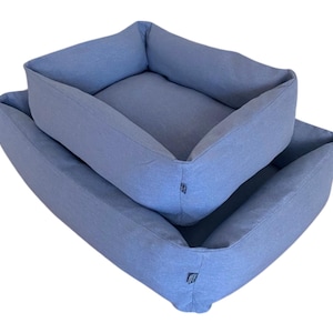 Dog bed rectangular blue size small medium custom dog bed puppy pillow excellent dog owner gift cozy cute cat couch