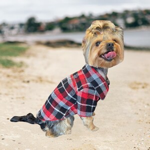 Buffalo plaid dog shirt boy & girl dog outfit for Yorkie Chihuahua Mini Dachshund XS small dog clothes pet gift idea flannel dog jacket