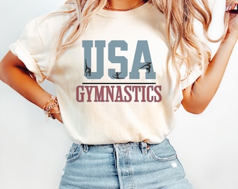 Chemise de gymnastique USA, chemise de jeux d'été, chemise USA, cadeau pour gymnaste, T-shirt de gymnastique, cadeau de gymnastique rouge blanc et bleu, cadeau de gymnaste