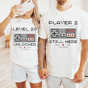 Couples 20th Anniversary Shirt, Custom Anniversary Gift, Level 20 Complete Anniversary Tee, Gamer Husband Anniversary Gift, Retro Gamer Tee