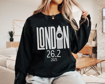 Sweat marathon de Londres, cadeau marathon de Londres, sweat finisseur marathon, cadeau marathonien, col rond marathon de Londres