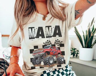 Camiseta de mamá de Monster Truck, camiseta de mamá Monster Truck, camiseta de fiesta de cumpleaños familiar de Truck Jam, camiseta de fiesta de cumpleaños de niño, regalo de baby shower para mamá primeriza