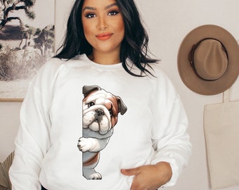 English Bulldog Sweatshirt, Peeking English Bulldog, English Bulldog Mom, English Bulldog Lover, English Bulldog Dad, English Bulldog Gift