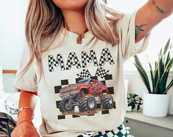 Camiseta de mamá de Monster Truck, camiseta de mamá Monster Truck, camiseta de fiesta de cumpleaños familiar de Truck Jam, camiseta de fiesta de cumpleaños de niño, regalo de baby shower para mamá primeriza