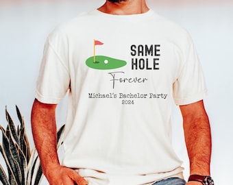 Camisetas de despedida de soltero de golf, camisetas divertidas de soltero, camisetas de grupo para padrinos de boda, camisetas de golf personalizadas para soltero, camisetas de soltero "Mismo hoyo para siempre"