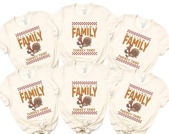Chemise personnalisée de trot de dinde, chemise familiale de trot de dinde, personnalisation de chemise familiale de trot de dinde, chemise de trot de dinde de Thanksgiving, chemise de dinde de trot