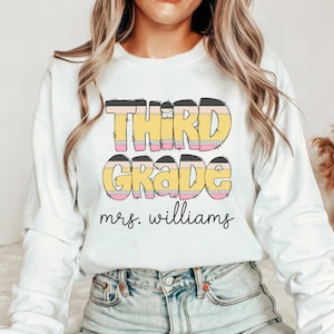 Sudadera personalizada para maestros de tercer grado, personalizar camisa de maestro de 3er grado, regalo de maestro de regreso a la escuela, sudadera para maestros de 3er grado