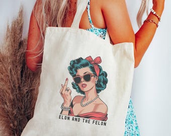 Anti Trump Canvas Tote Bag, Anti Trump Bag, F' Elon And the Felon Bag, FDT Tote Bag, Democrat Bag, Funny Politics Tote Bag, Not My President