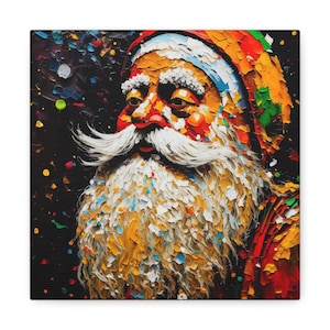 Santa Claus Canvas Wrap: Palette Knife Design, Colorful Christmas Decor