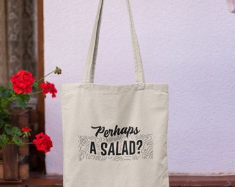 Funny White Chicks "Perhaps A Salad?" Canvas Tote - Quirky Gift for Food & Comedy Movie Lovers Movie Gifts Chick Flick Best Friend Gift BFF