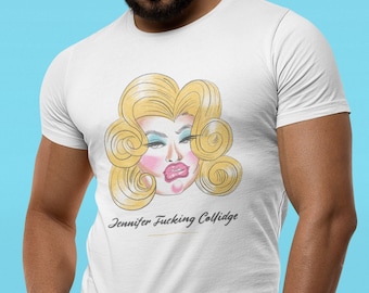 Jennifer Coolidge Unisex Illustrated T-shirt - White Lotus - American Pie - Actress - Fan Art - Makeup Artist - MUA Gift - Comedian - Gift