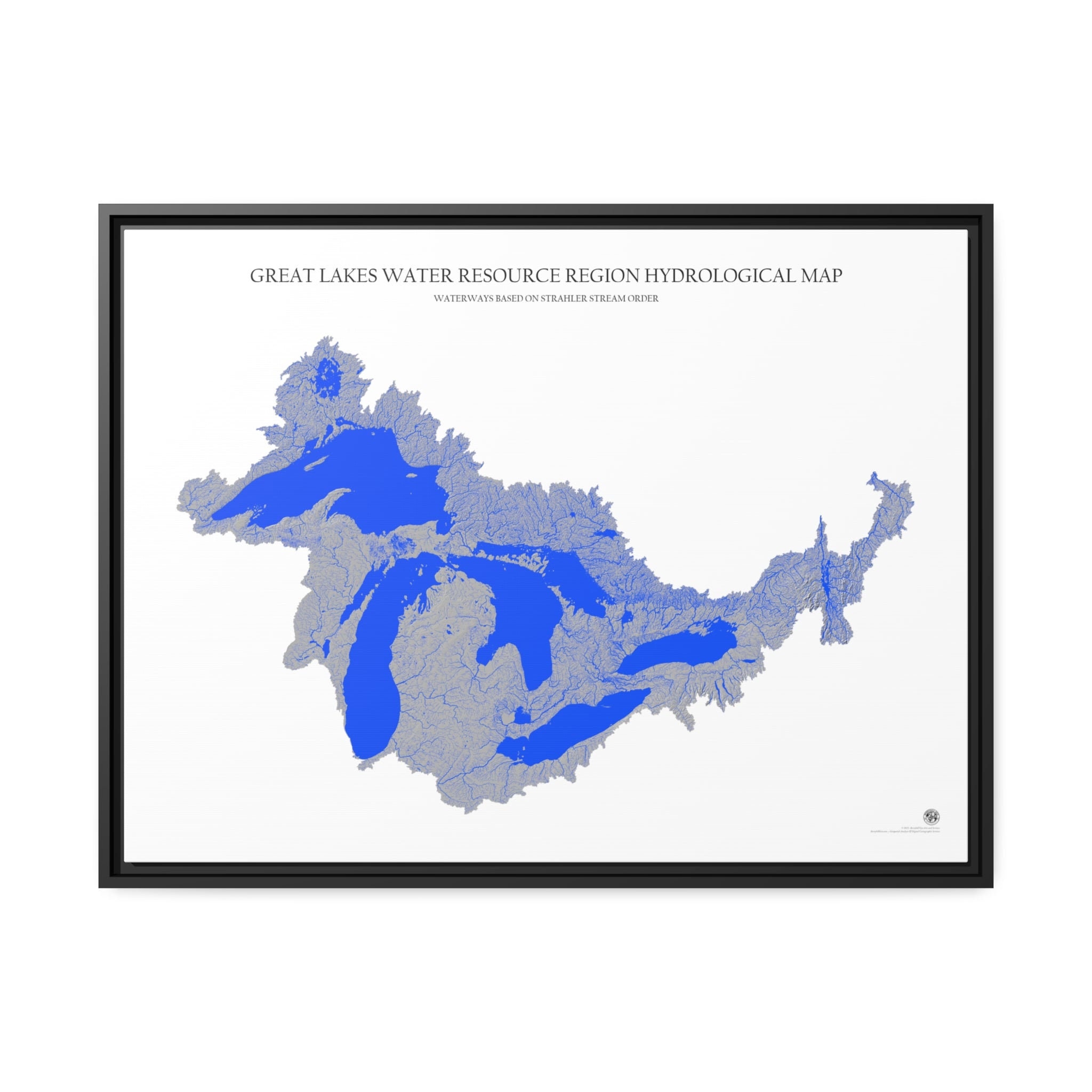 Great Lakes Watershed Hydrological Map gray on Matte Canvas Etsy