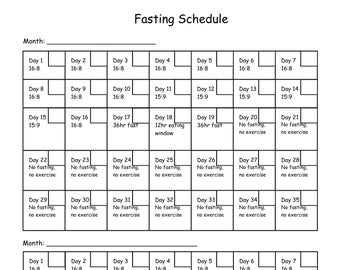 Two Month Fasting Calendar, Intermittent Fasting, Extended 35-day Cycle, Downloadable, Printable, Weight Loss Journey, Cycle Tracking