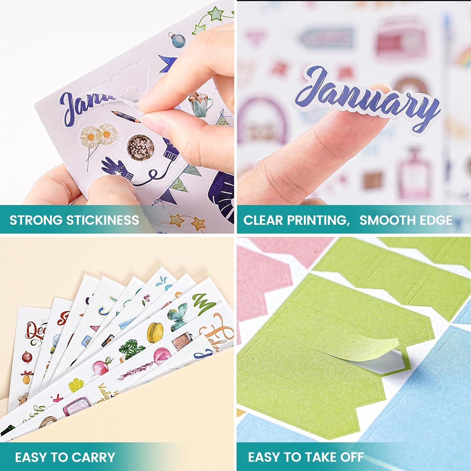 Sticker Calender 1500+ Monthly Planner Stickers | 14 Sheets Holiday & Celebration ...