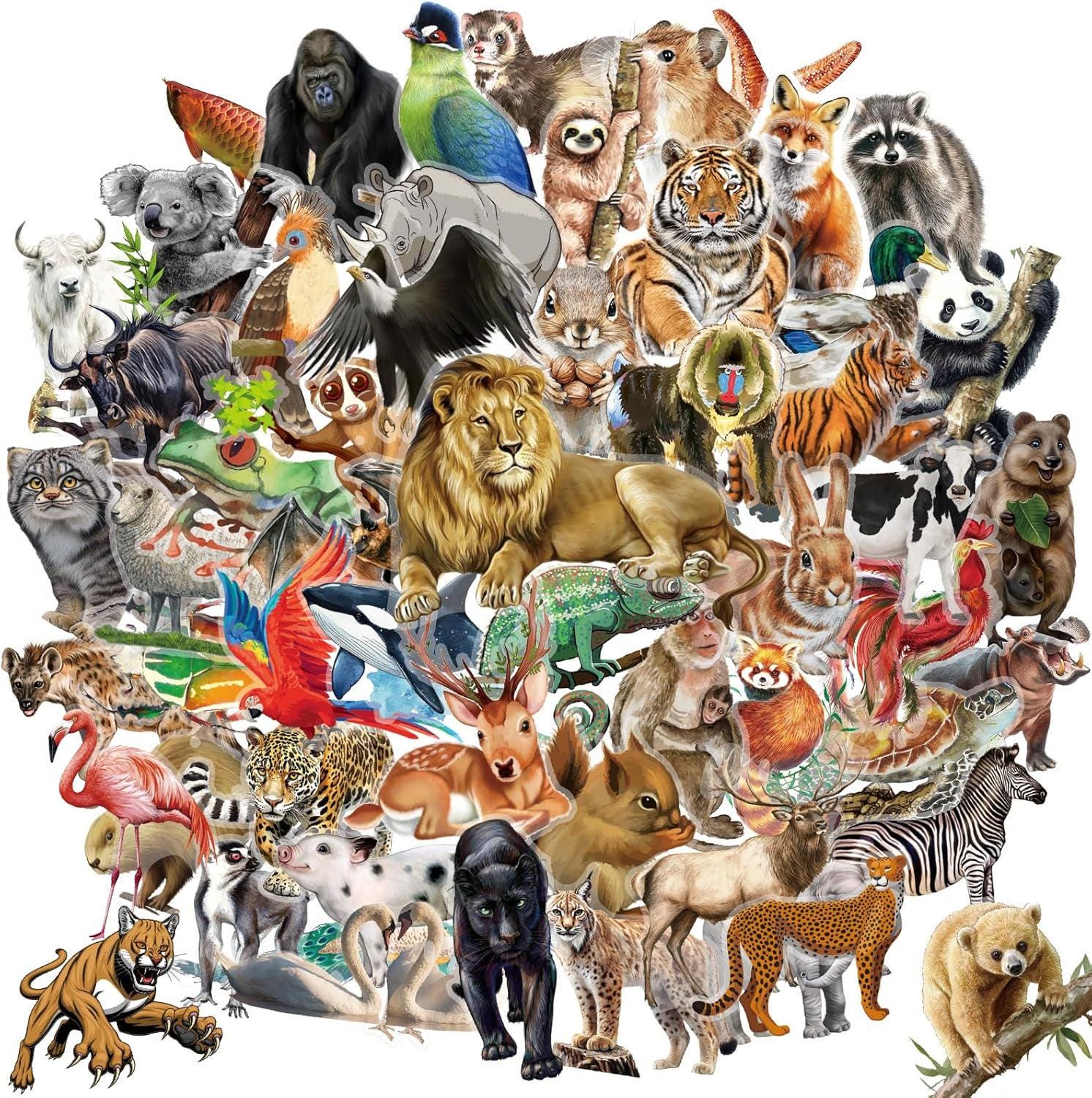 100 Animal Stickers for Kids | Jungle Safari Transparent Decals - Etsy