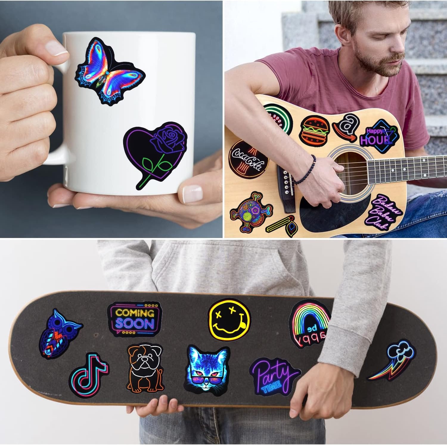 Water Bottle Stickers 200 Pcs Neon Stickers Pack for Kids Adults Teens ...