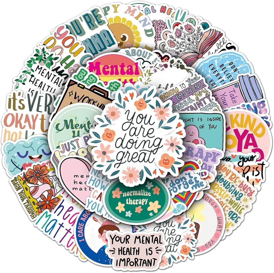 100pcs Mental Health Stickers Positive Affirmation Waterproof Vinyl ...