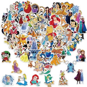 100Pcs Kids Disney Stickers Princess Cute Cartoon Movie Decal Decorative Sticker for Kids Teens Adults Waterproof Stickers for Water Bottle