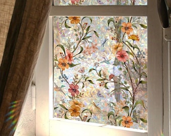 Stained Glass Window Film Rainbow Privacy Decals Decorative Glass Stickers