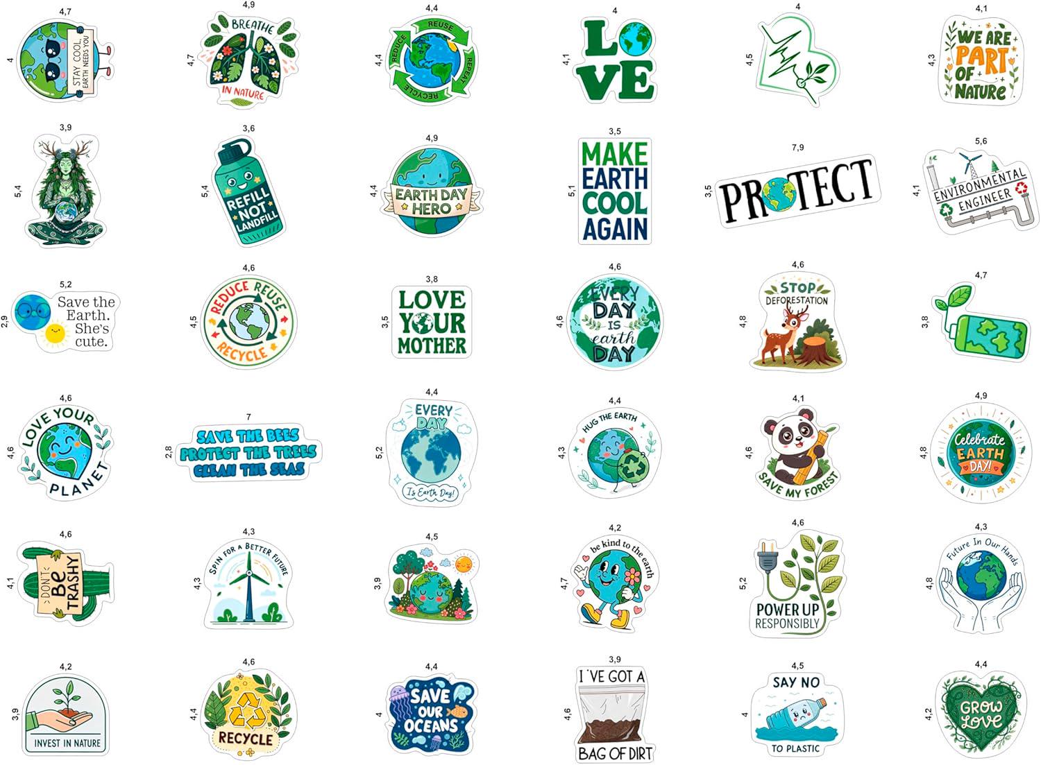 100 PCS Earth Day Stickers | Environmental Vinyl Decals - Etsy
