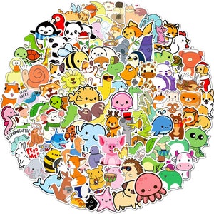100Pcs Cartoon Animal Stickers for Water Bottles, Skateboard, Notebooks, Phone, Waterproof Vinyl Sticker for Girls Boys Teens Kids Adults