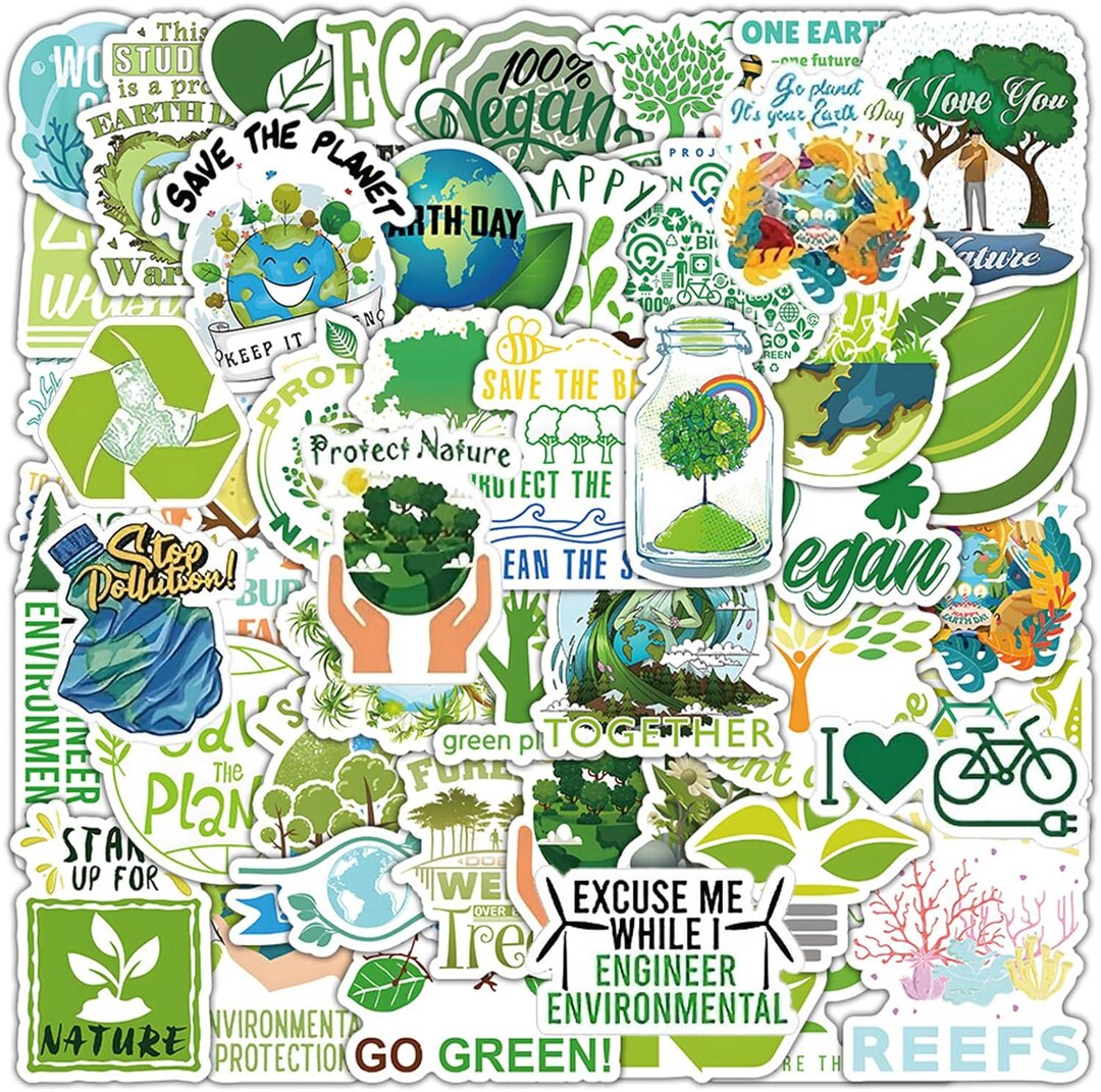 Saveme Earth Sticker 100PCS Save Earth Stickers, Eco Environmental Vinyl Pack - Etsy