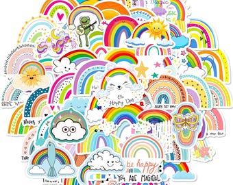 Rainbow Stickers 100-Piece Pack | Waterproof Vinyl Decals