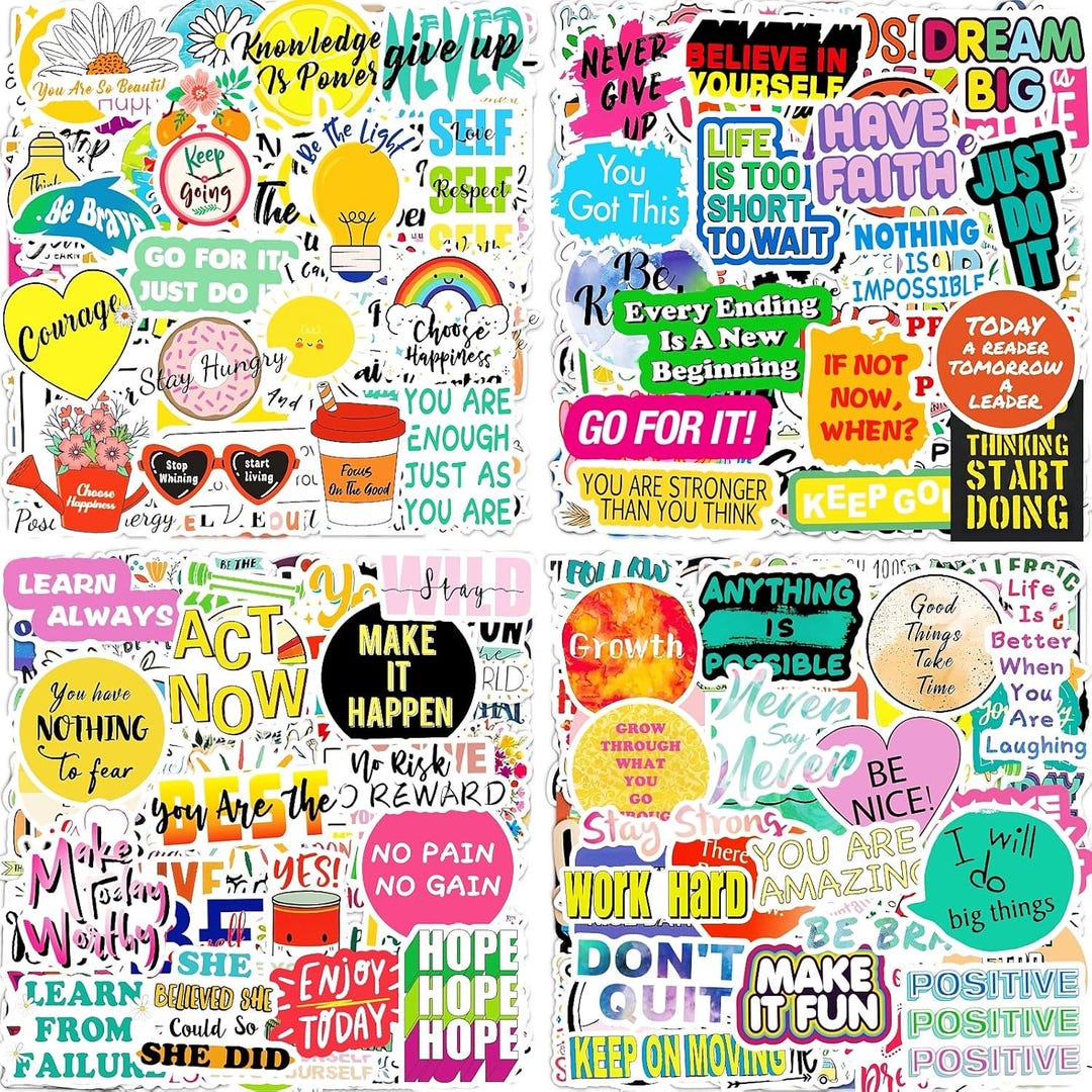 300PCS Inspirational Quote Stickers | Waterproof Motivational Vinyl for ...
