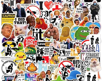 Funny Meme Stickers for Adults, Prank Decals, 105pcs Waterproof Vinyl Stickers