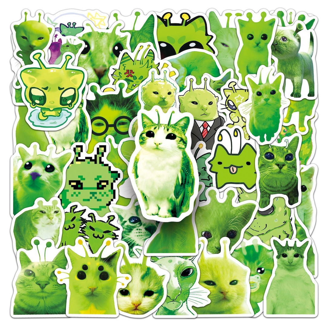 50PCS Alien Cat Stickers: Waterproof Vinyl Decals for Laptops, Water ...