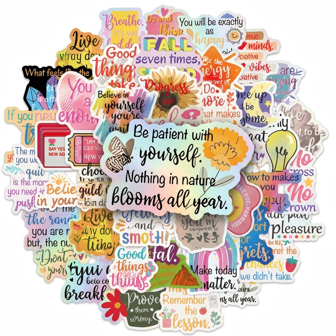 50PCS Journal Stickers Daily Inspiration Motivational Quotes Vinyl ...