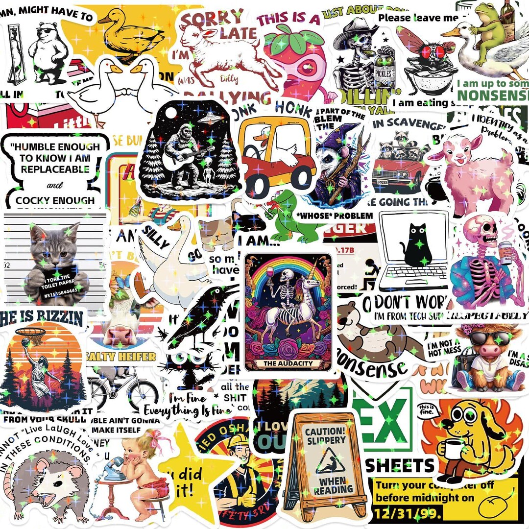 Spectrum Meme Sticker 238PCS Funny Holographic Meme Stickers, Sarcastic Waterproof Decals - Etsy