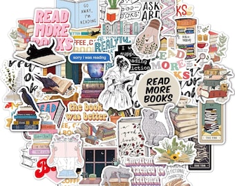 Bookish Stickers - 50 Pcs Waterproof Matte Stickers for Book Lovers