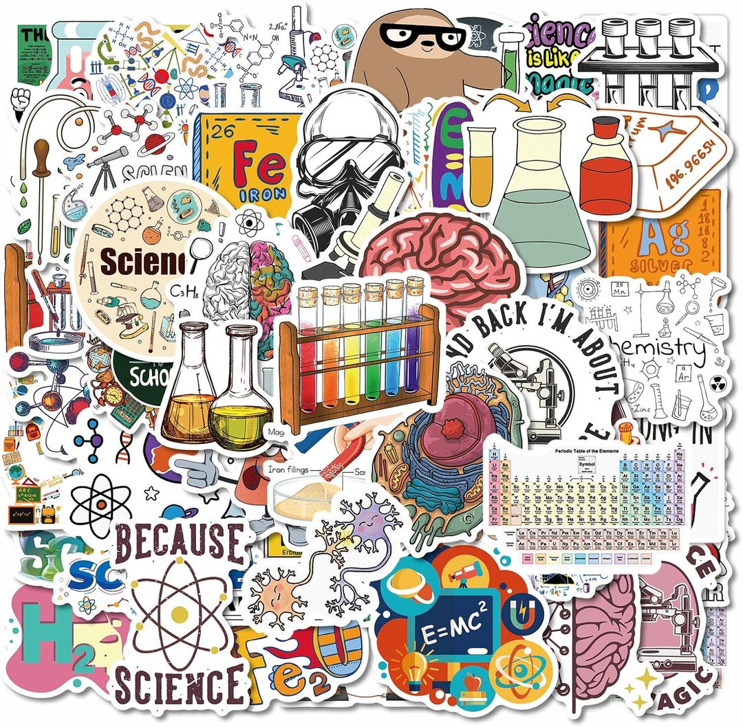 100PCS Science Stickers Pack | Physics, Chemistry & Biology Waterproof ...